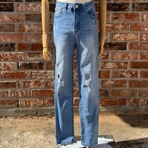NWOT Skinny Fries vintage distressed light wash high rise jeans / Juniors size 7